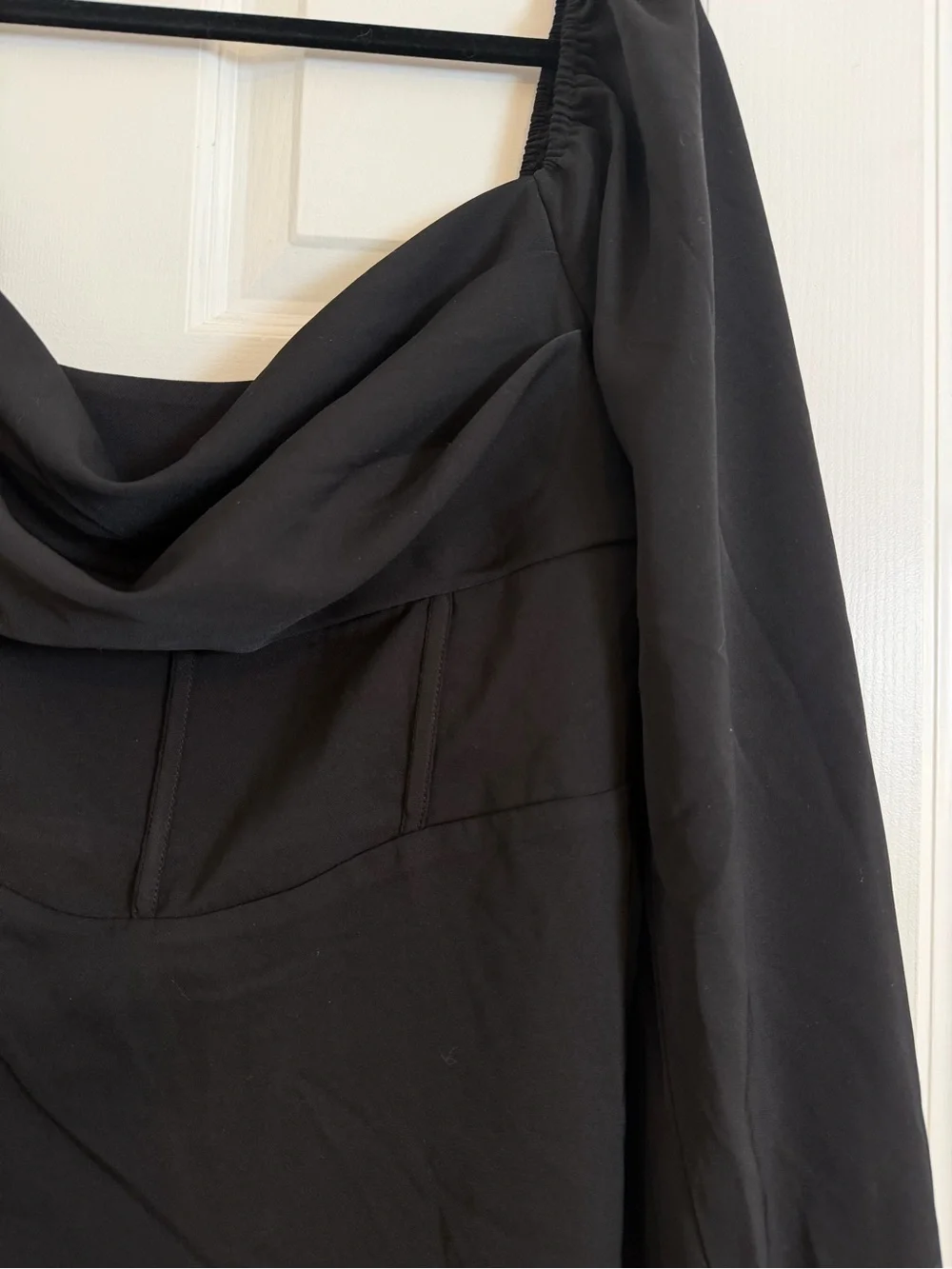 Princess Polly Lillie Long Sleeve Mini Dress Black NWT US 12 AU 16 Puff Sleeve - Picture 3 of 5